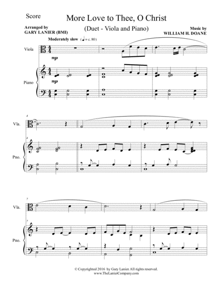MORE LOVE TO THEE, O CHRIST (Duet – Viola & Piano with Parts) image number null