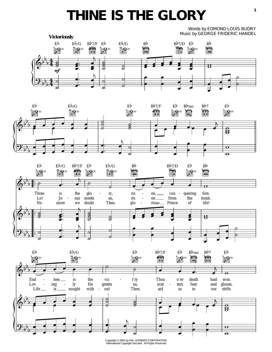 Thine Is The Glory Piano, Vocal, Guitar scores gallery preview page 1