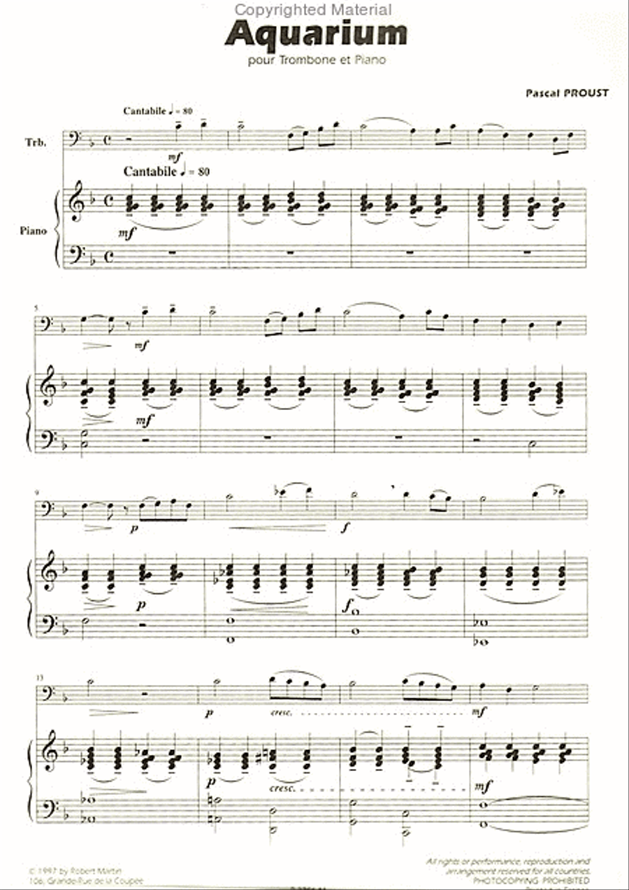 Aquarium, pour trombone Aquarium, pour trombone Piano Accompaniment scores gallery preview page 2
