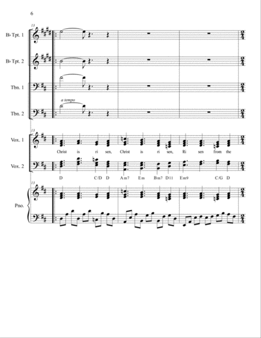 Christ is Risen (Choral Introit) Includes BRASS 4-Part scores gallery preview page 6