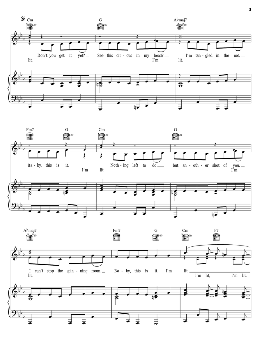 I'm Lit Piano, Vocal, Guitar scores gallery preview page 3