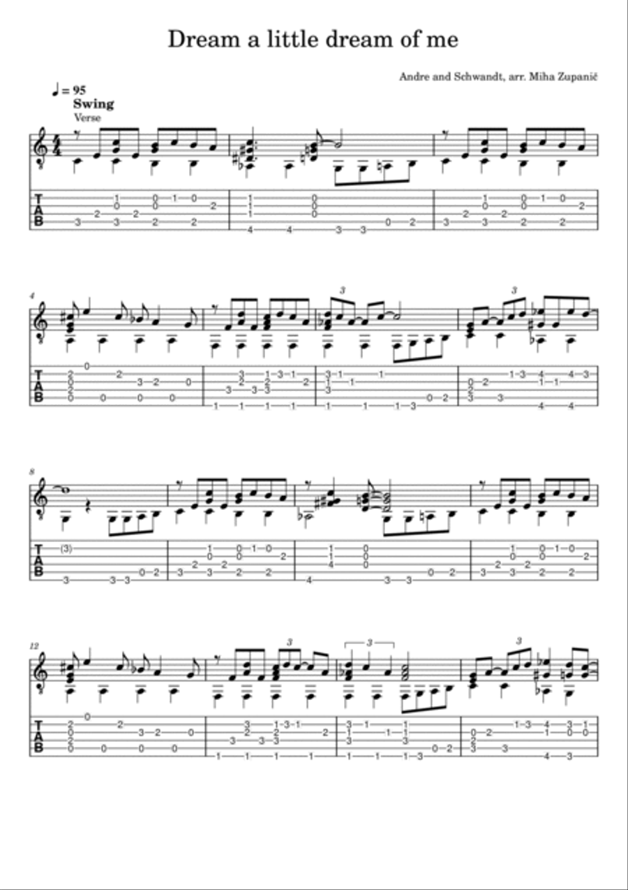 Dream A Little Dream Of Me Guitar Tablature scores gallery preview page 2