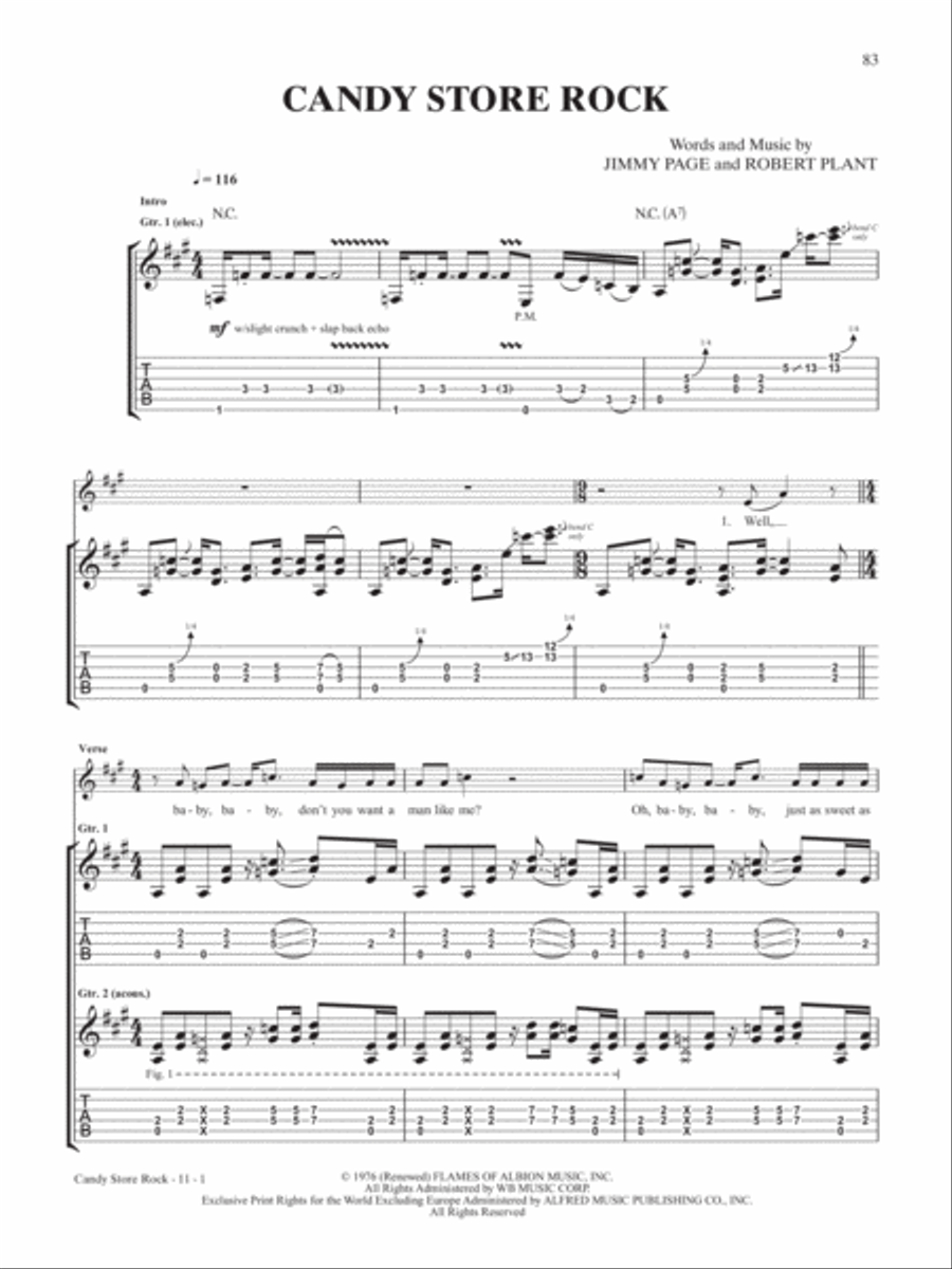 Led Zeppelin -- Presence Platinum Guitar Guitar Tablature scores gallery preview page 5