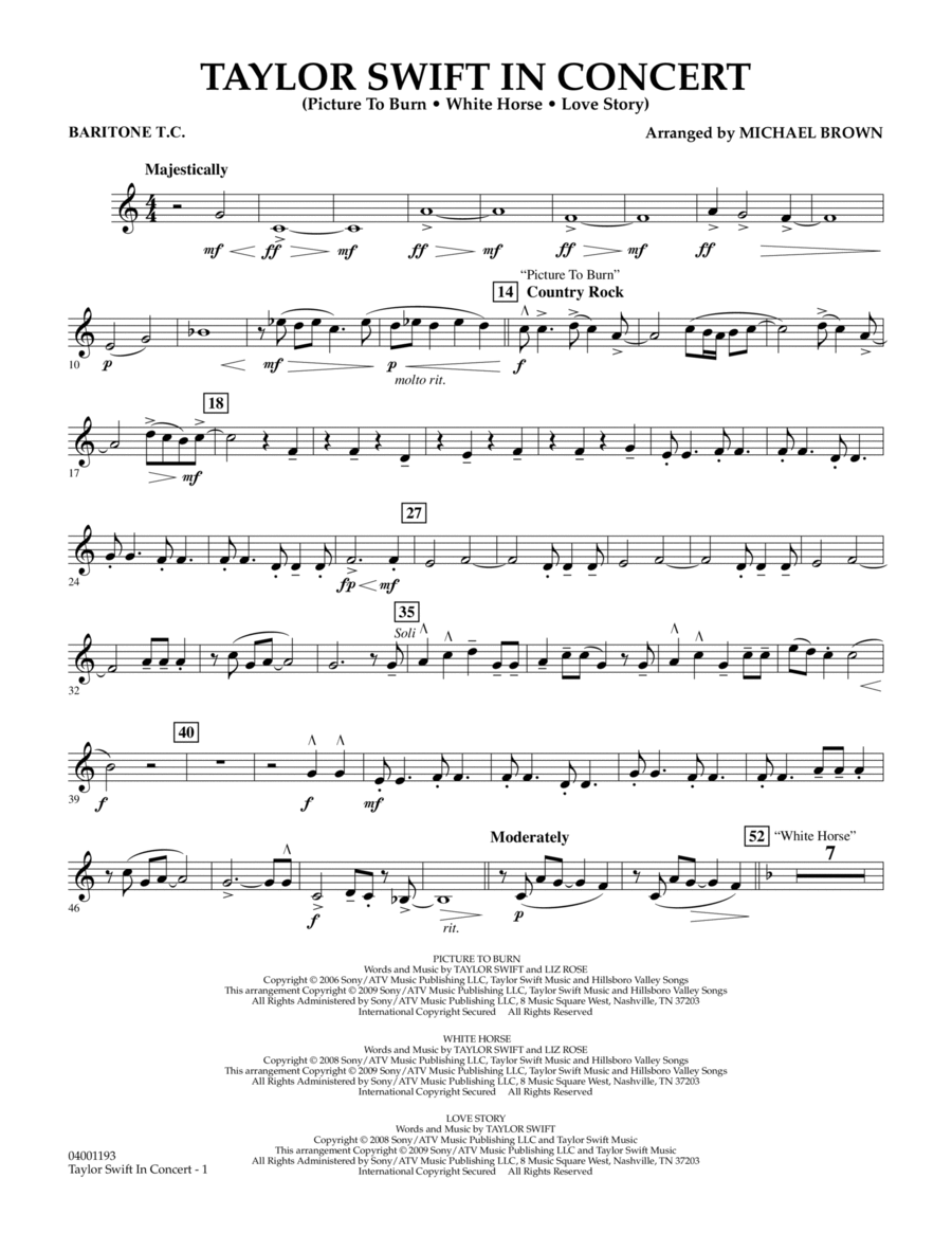 Taylor Swift - In Concert - Baritone T.C. Baritone Horn TC scores gallery preview page 1