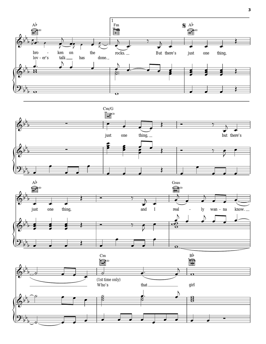 Who's That Girl? Piano, Vocal, Guitar scores gallery preview page 3
