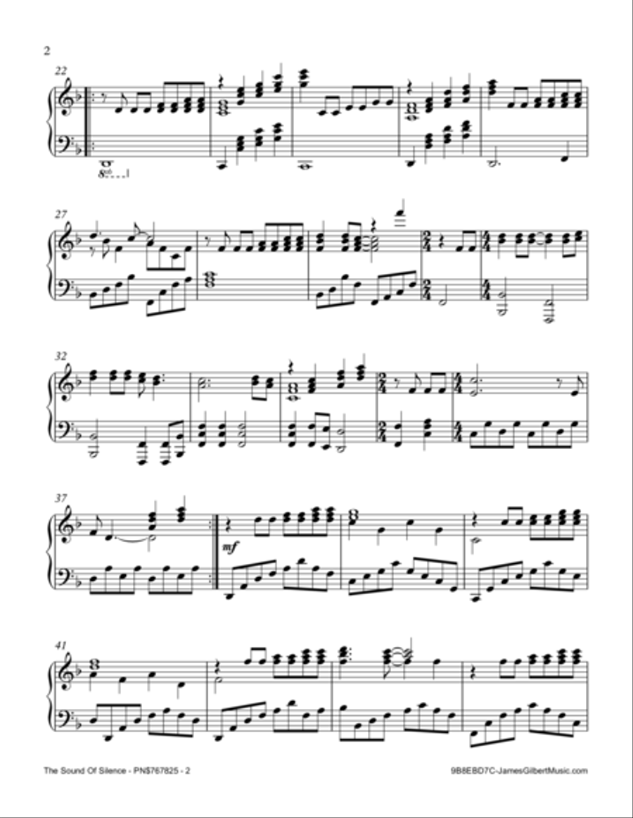 The Sound Of Silence Piano Solo scores gallery preview page 2