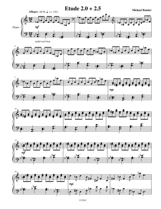 Etude 2.0 + 2.5 for Piano Solo from 25 Etudes using Symmetry, Mirroring and Intervals