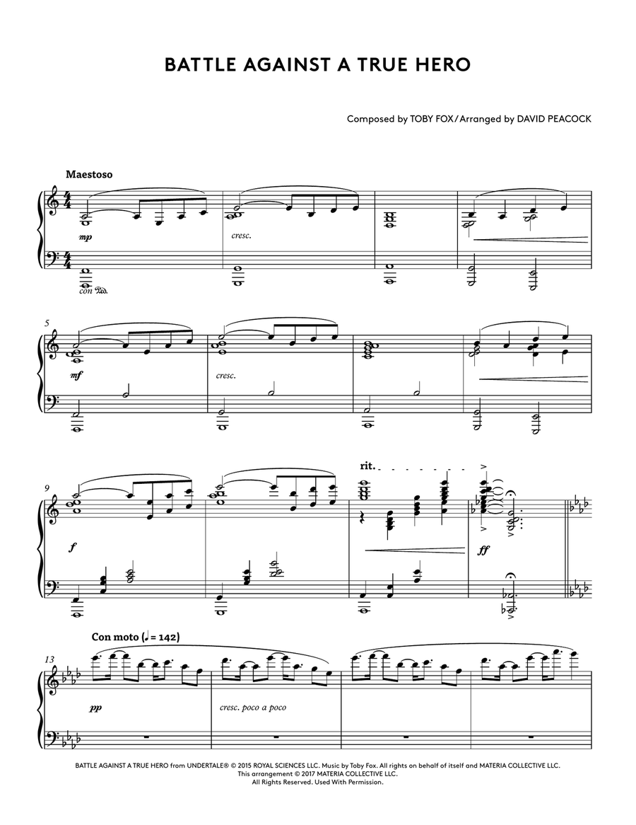 Battle Against a True Hero (UNDERTALE Piano Collections 2) Piano Solo scores gallery preview page 2