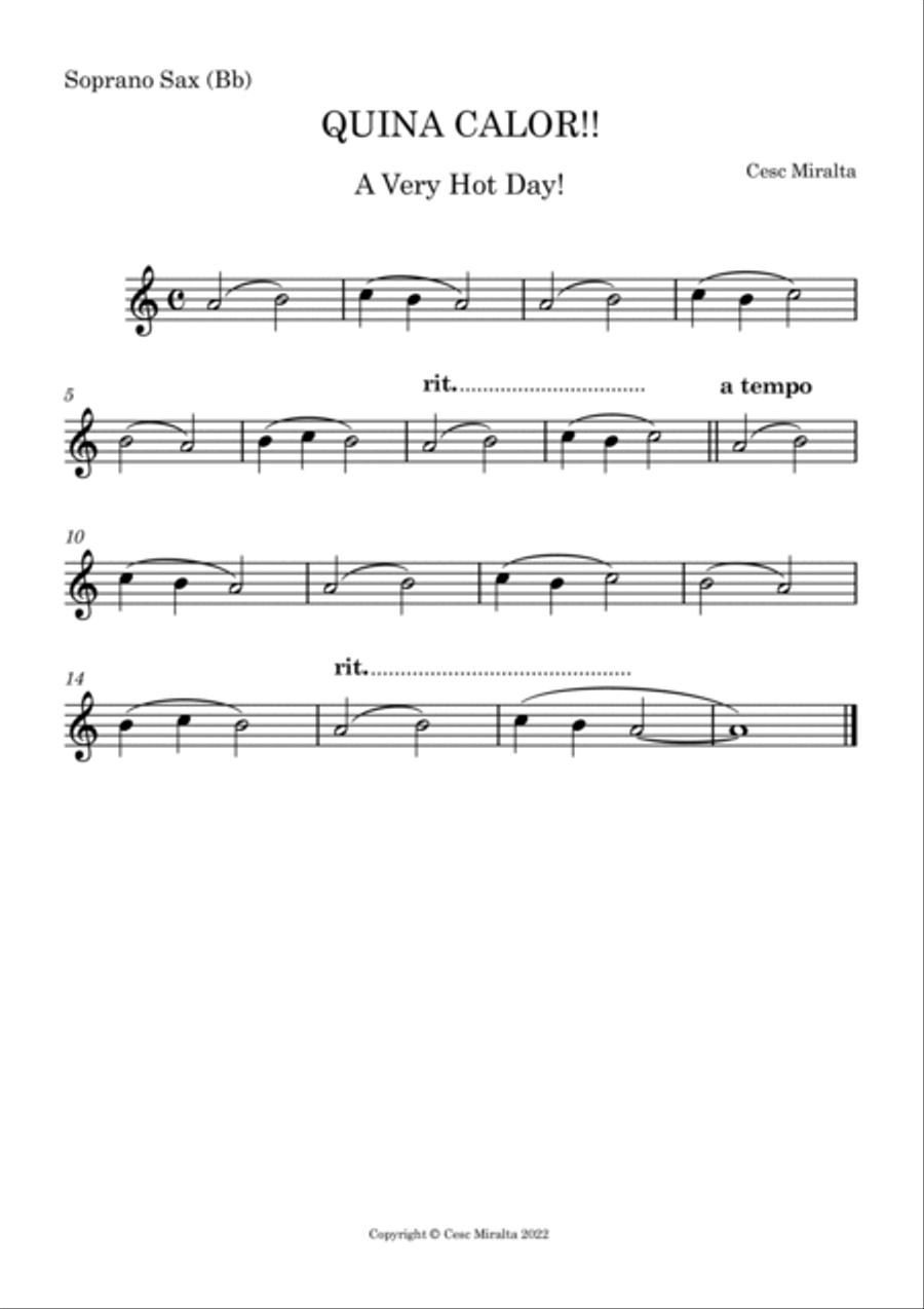 QUINA CALOR!! S. Sax & Pno Soprano Saxophone scores gallery preview page 2