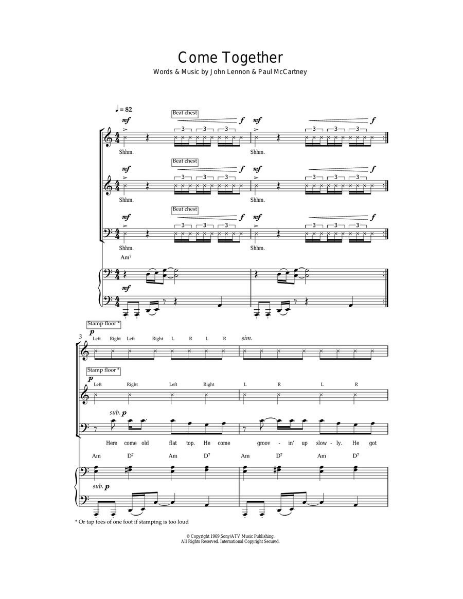 Come Together (arr. Jeremy Birchall) 3-Part scores gallery preview page 1