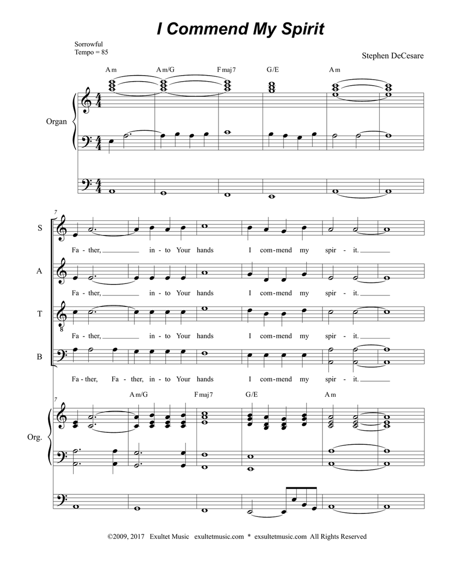 I Commend My Spirit (for Solo and SATB)