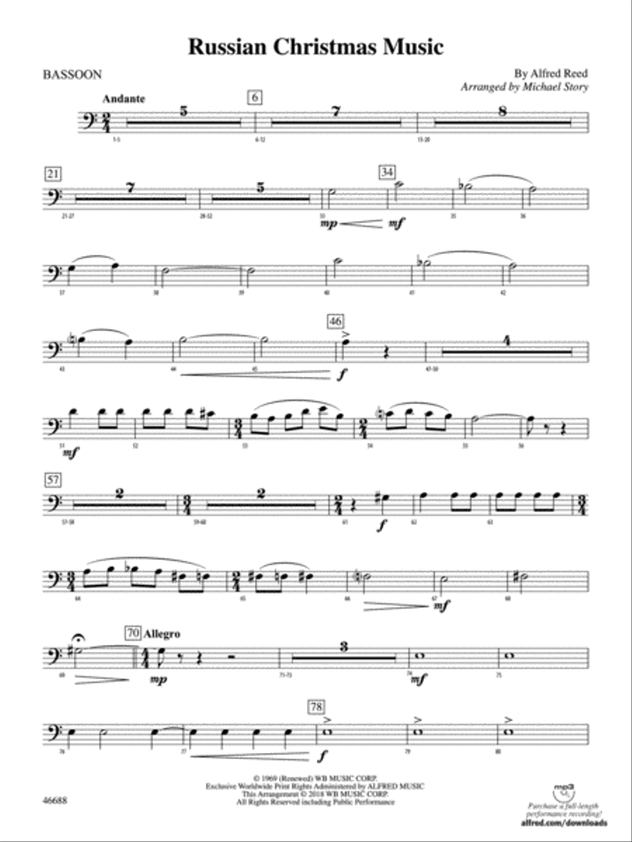 Russian Christmas Music: Bassoon Full Orchestra scores gallery preview page 1