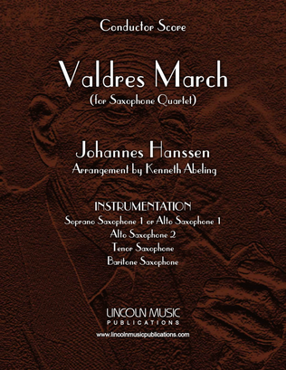 Book cover for Valdres March (for Saxophone Quartet SATB or AATB)