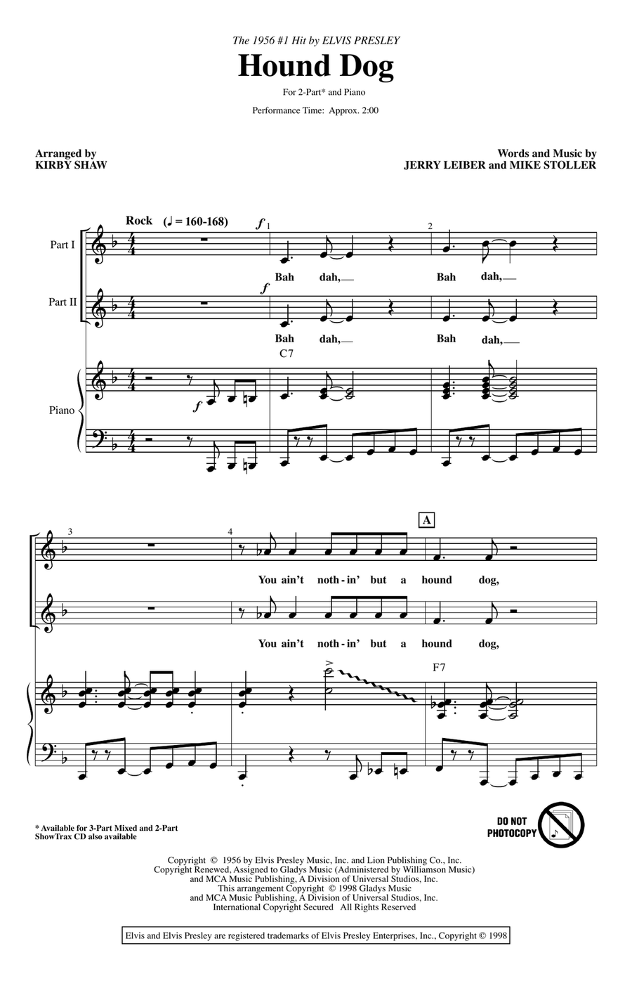 Hound Dog (arr. Kirby Shaw) 2-Part scores gallery preview page 1