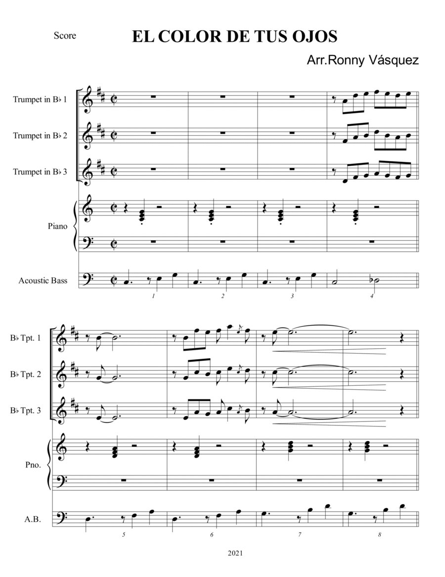 EL COLOR DE TUS OJOS Jazz Ensemble scores gallery preview page 1