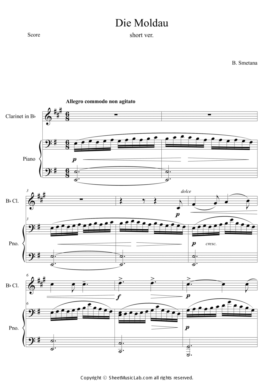 Die Moldau (Short Version) Clarinet Solo scores gallery preview page 1
