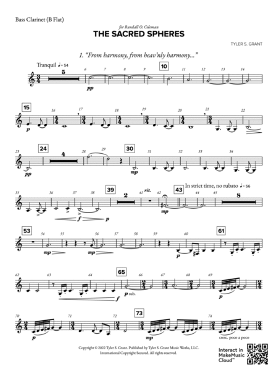The Sacred Spheres: Bass Clarinet Concert Band scores gallery preview page 2