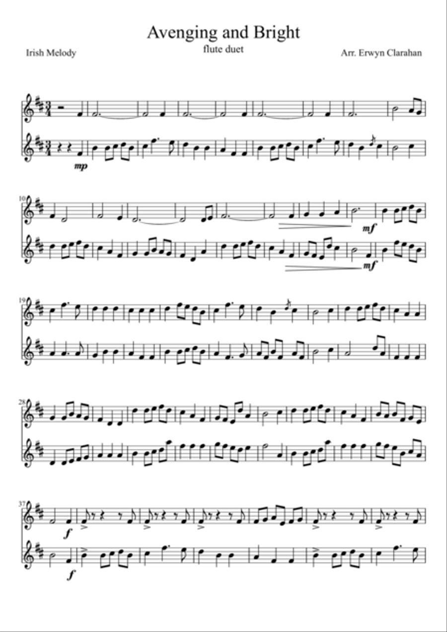 Avenging and Bright Avenging and Bright Flute Solo scores gallery preview page 1