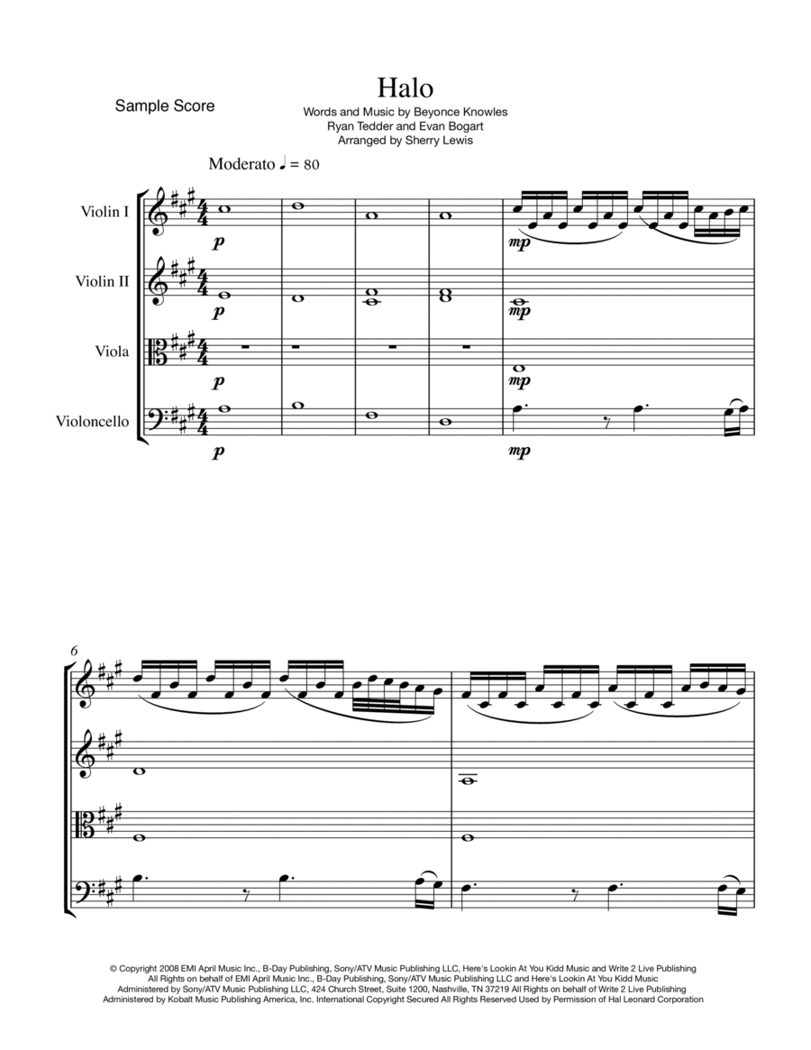 Halo String Quartet scores gallery preview page 1