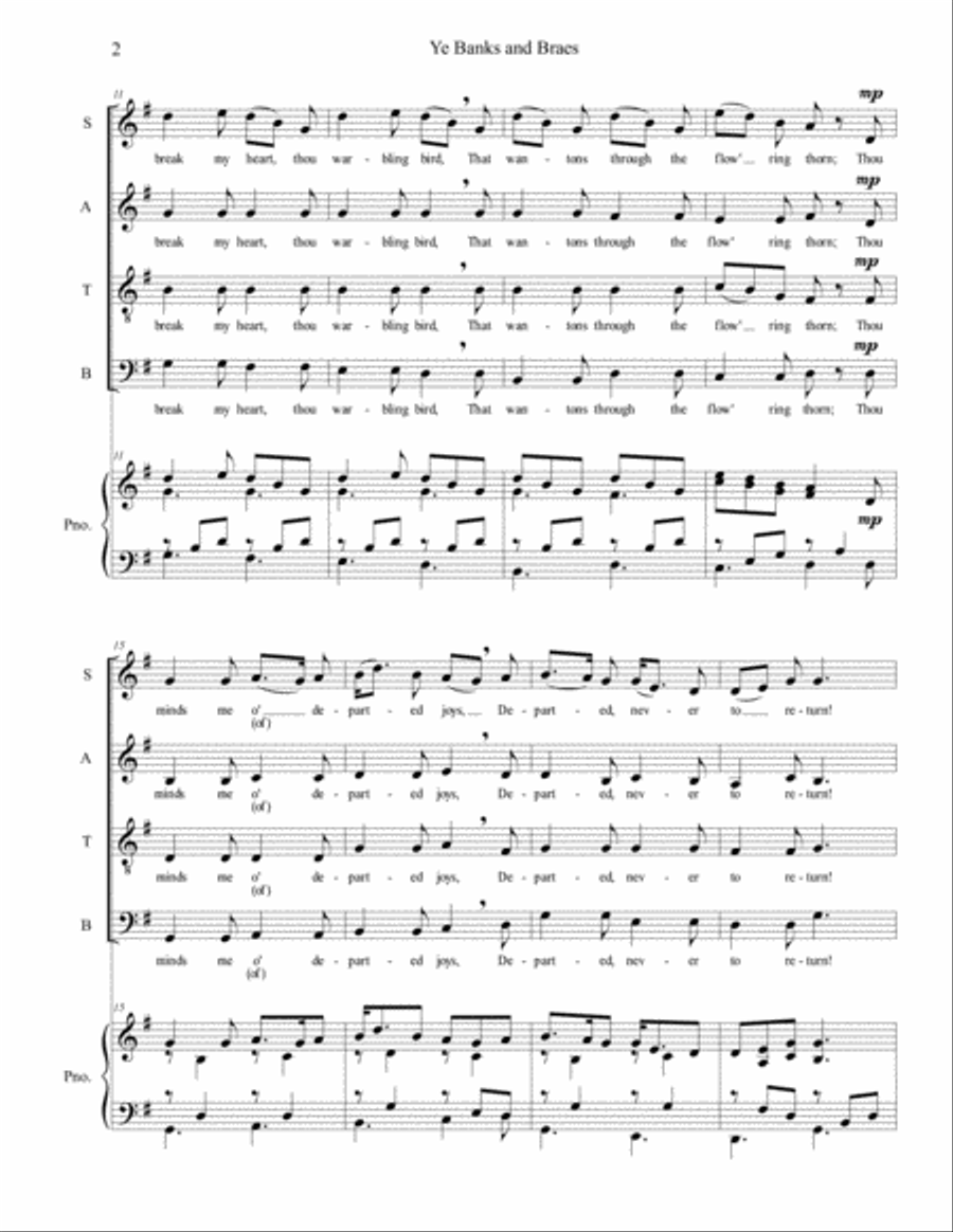 Ye Banks and Braes (SATB) 4-Part scores gallery preview page 2