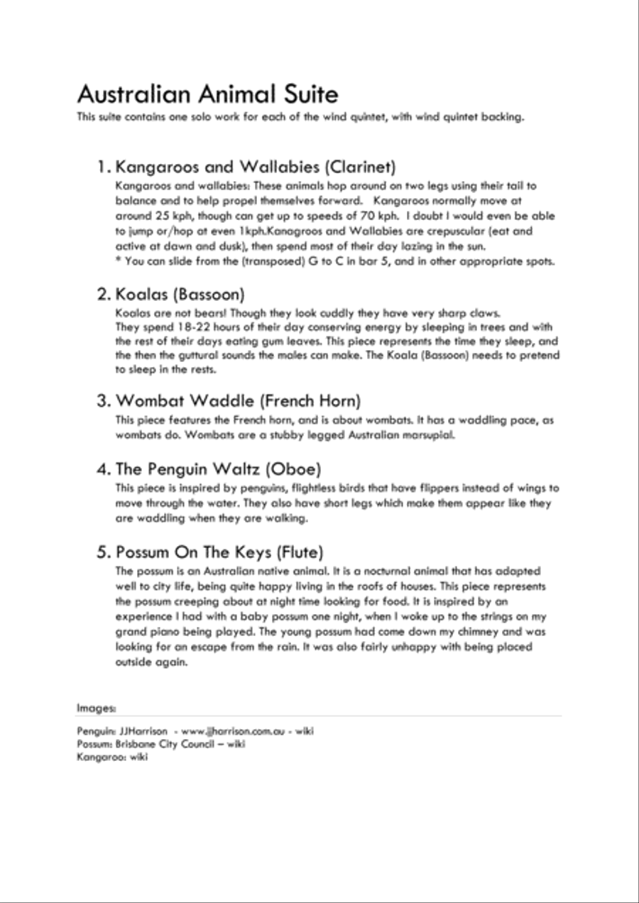 Australian Animal Suite: Wind Quintet Australian Animal Suite: Wind Quintet Woodwind Quintet scores gallery preview page 2