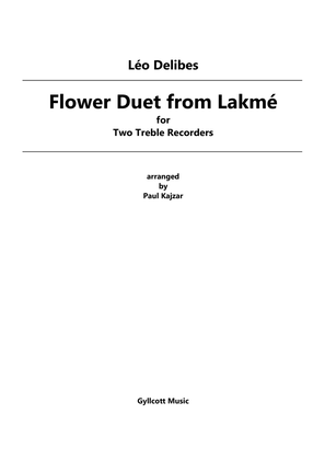 Book cover for Flower Duet from Lakme (Two Treble Recorders)