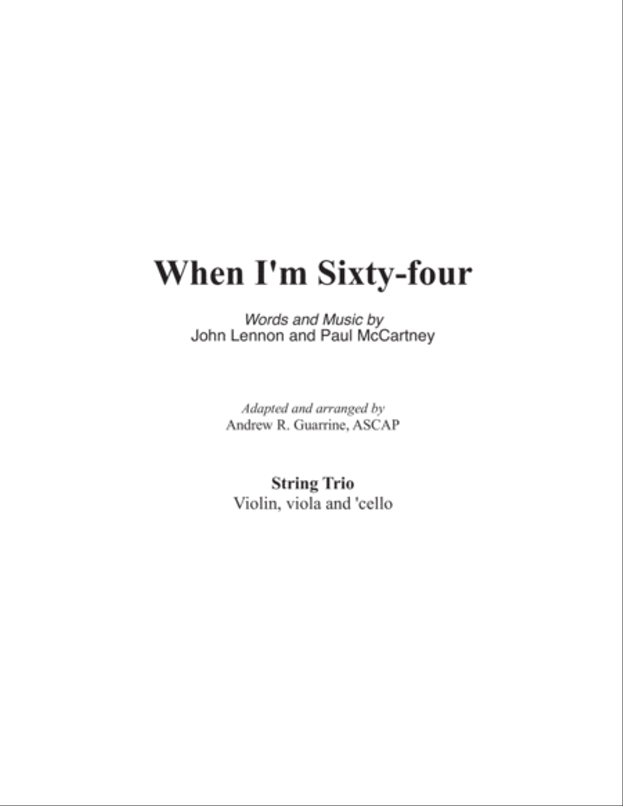 When I'm Sixty-Four String Trio scores gallery preview page 1