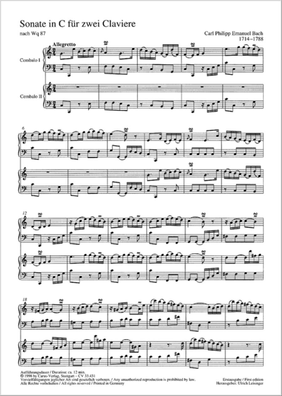 Sonata in C major Harpsichord scores gallery preview page 2