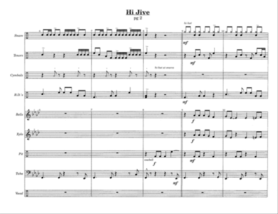 Hi Jive w/Tutor Tracks Percussion Ensemble scores gallery preview page 4
