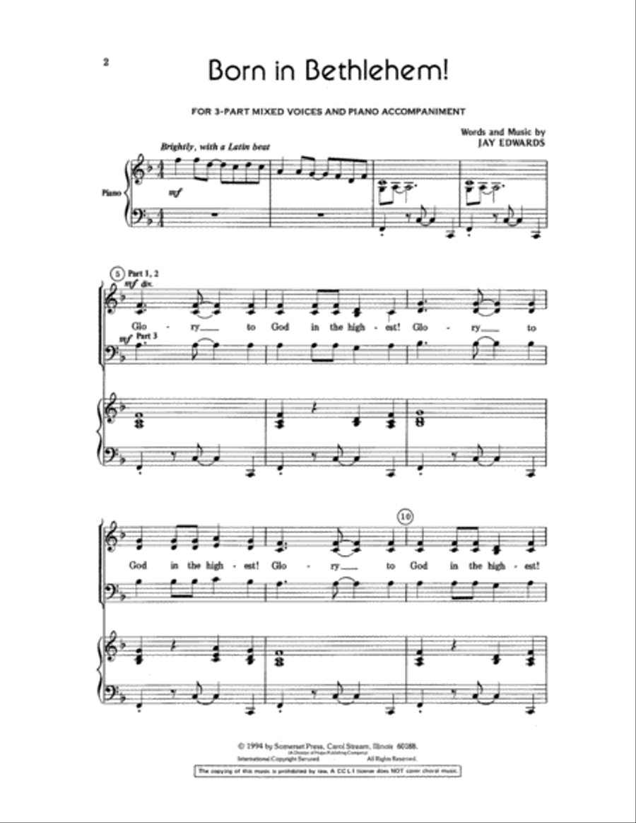 Born in Bethlehem! 3-Part scores gallery preview page 2