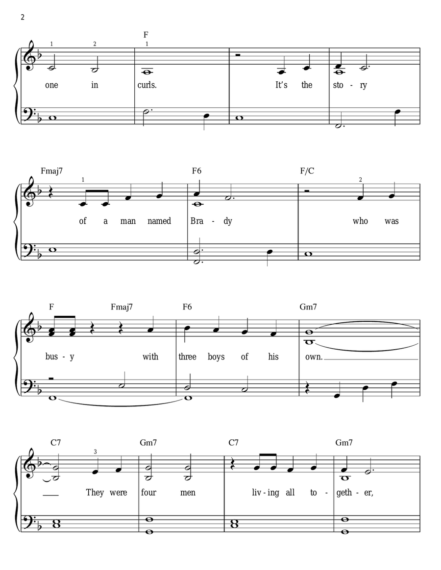 The Brady Bunch Easy Piano scores gallery preview page 2
