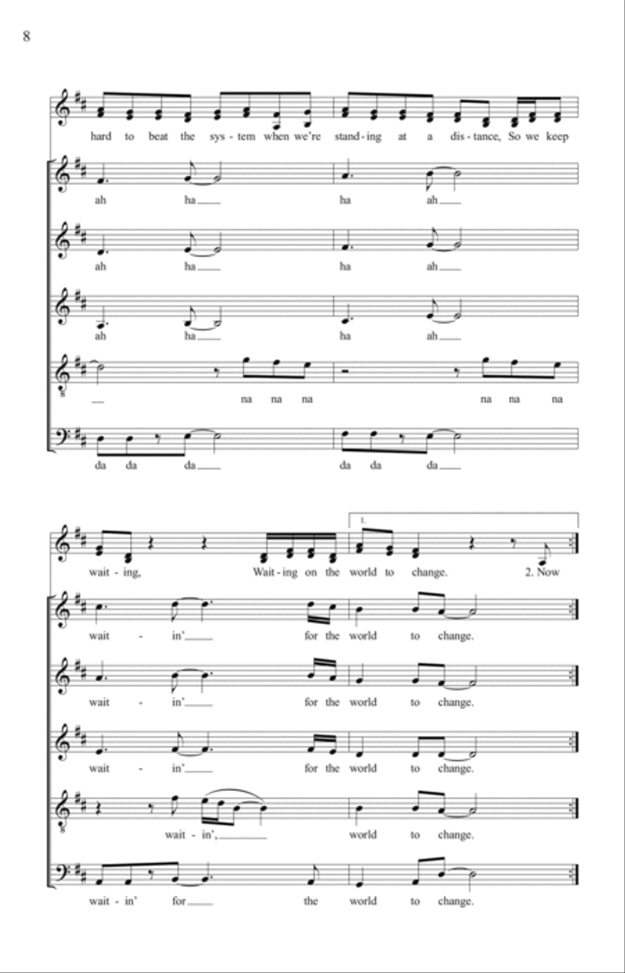 Waiting On The World To Change 4-Part scores gallery preview page 6