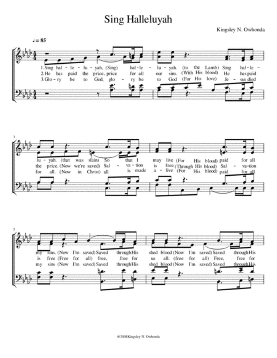 Sing Halleluyah 4-Part scores gallery preview page 1