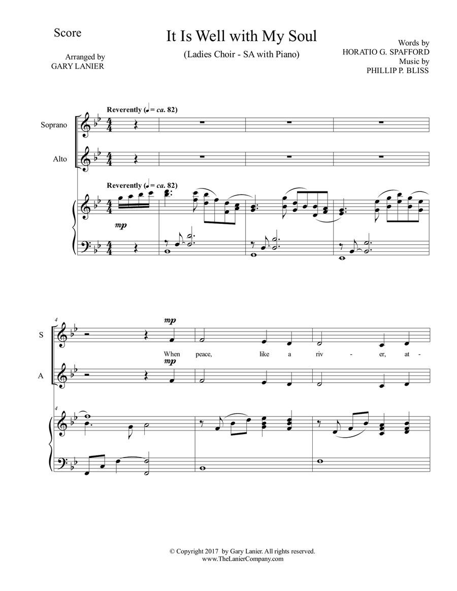 IT IS WELL WITH MY SOUL (Ladies Choir - SA with Piano) SA scores gallery preview page 2