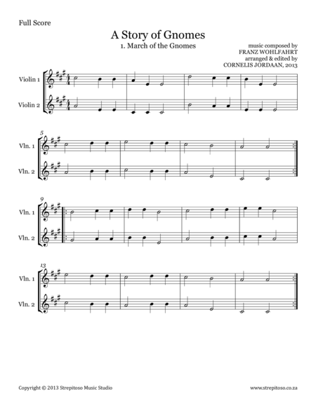STREPITOSO VIOLIN METHOD : A Story of Gnomes, for 2 violins  Digital Sheet Music