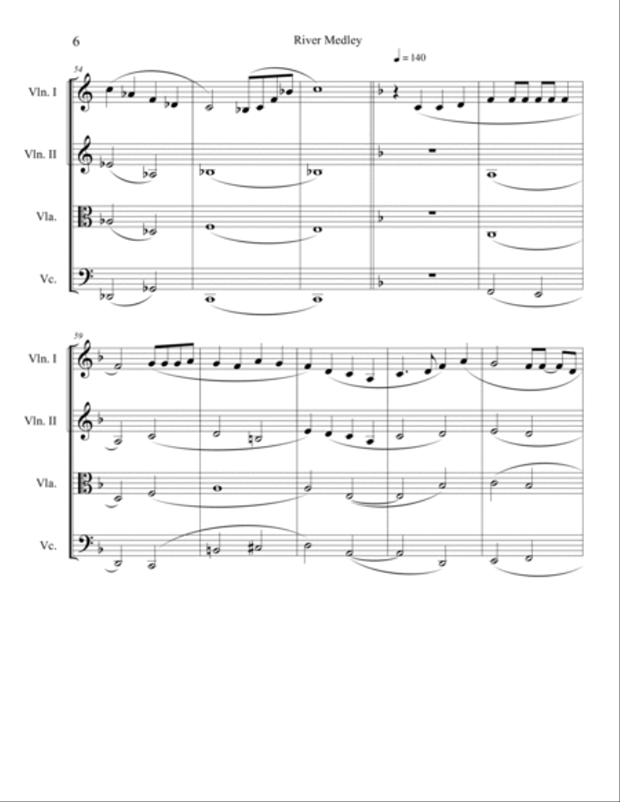 River Medley for String Quartet String Quartet scores gallery preview page 6