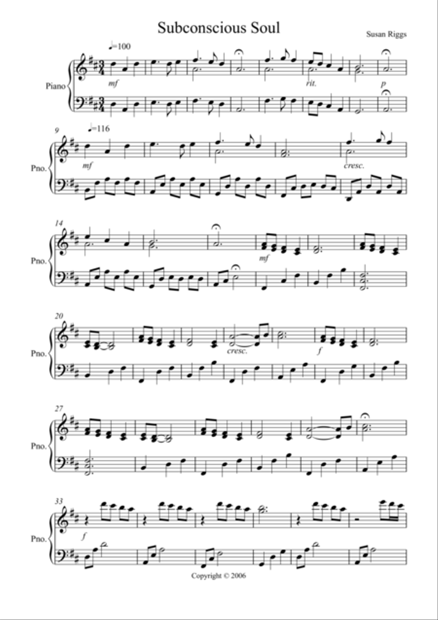 Subconscious Soul Subconscious Soul Piano Solo scores gallery preview page 1