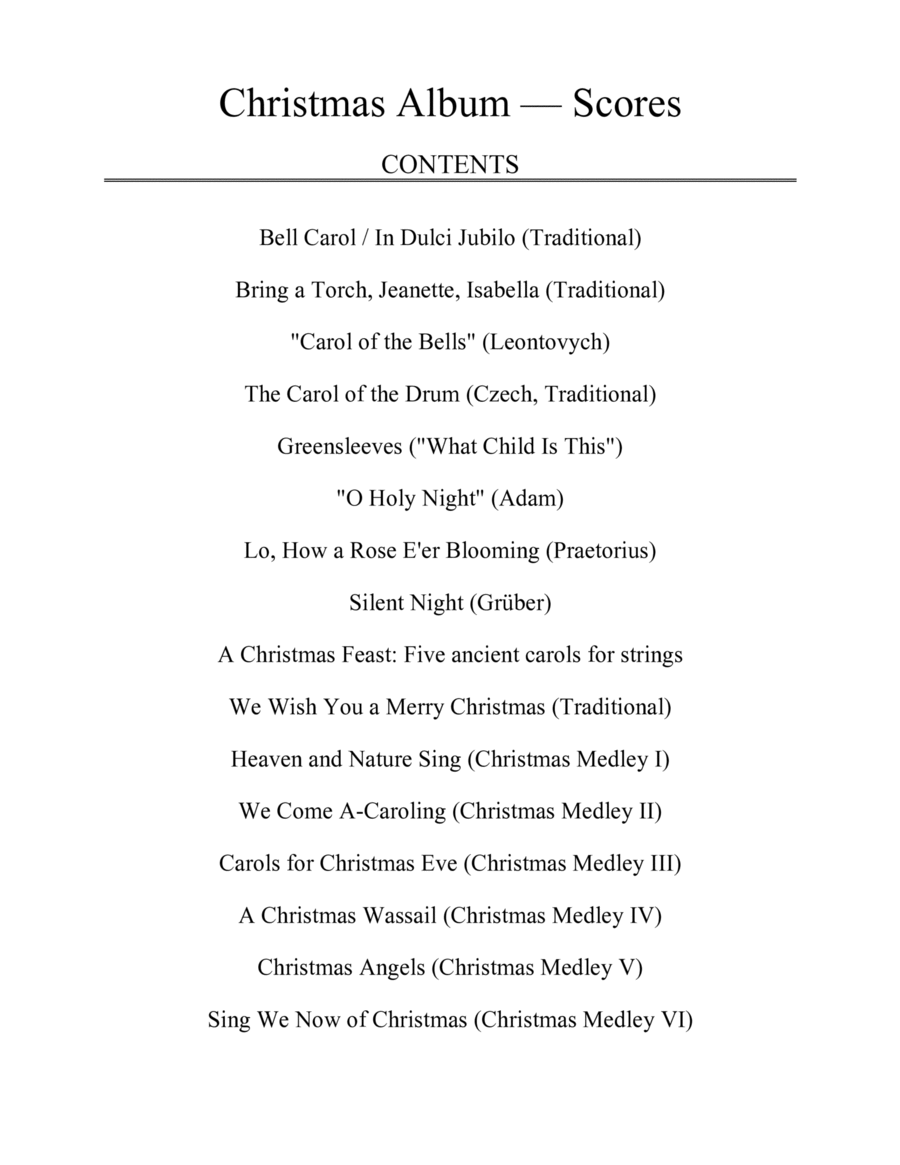 Christmas Album for String Quartet