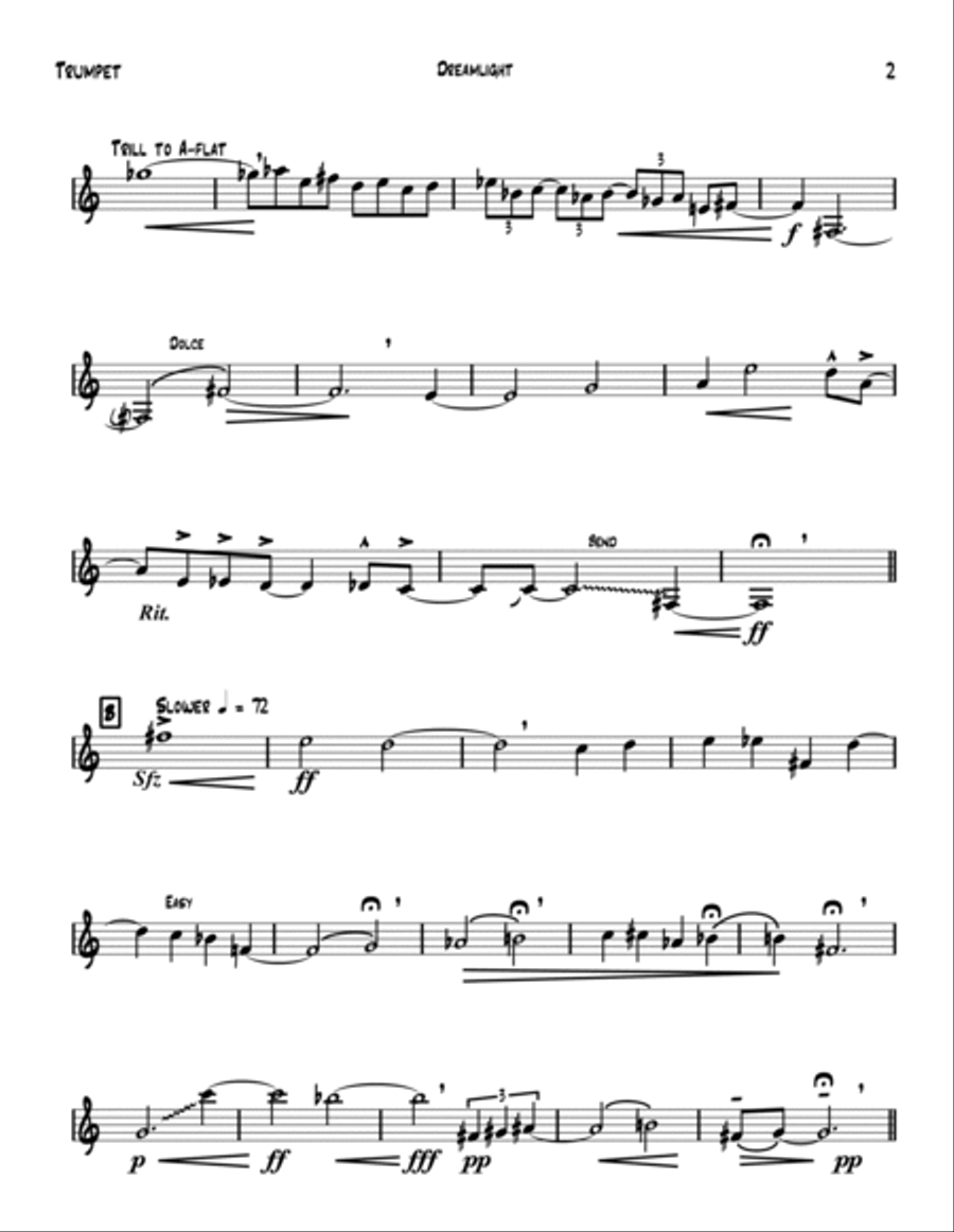 Dreamlight - Trumpet Solo B-Flat Trumpet scores gallery preview page 2