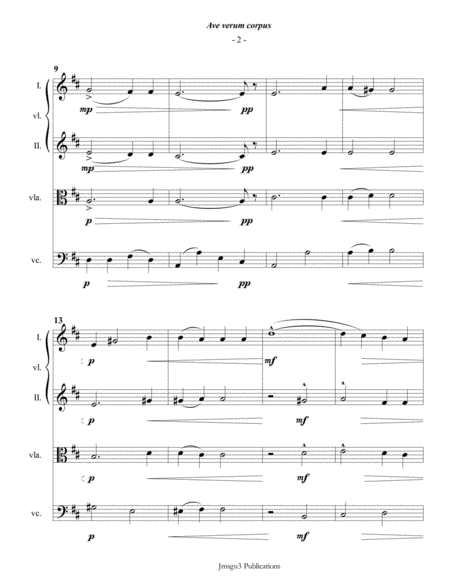 Mozart: Ave Verum Corpus for String Quartet image number null