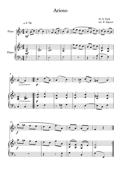 Arioso, Daniel Gottlob Turk, For Flute & Piano image number null