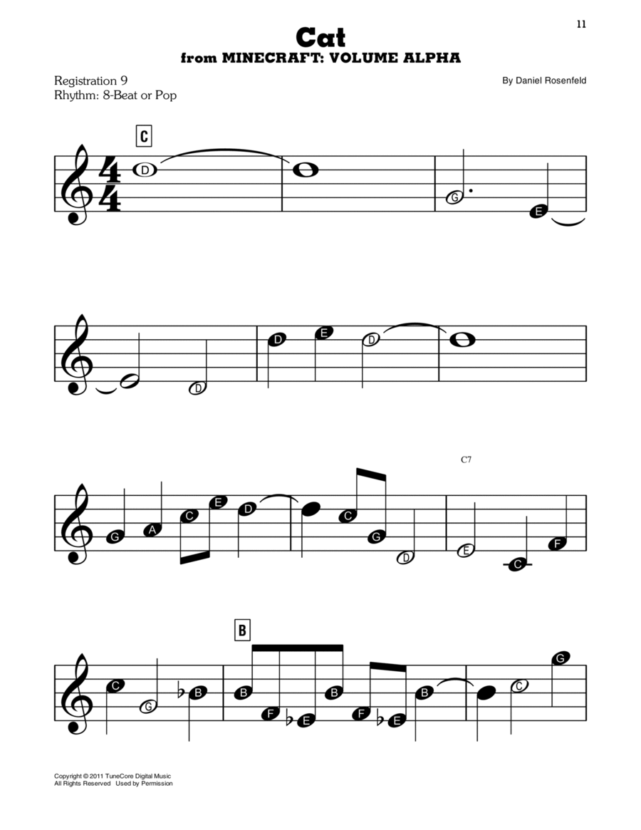 Cat from Minecraft by C418 Easy Piano Digital Sheet Music Sheet Music Plus
