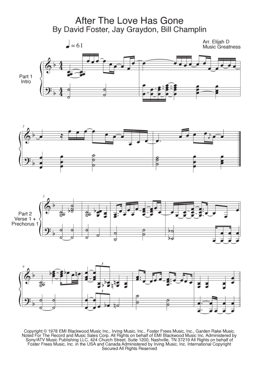 After The Love Has Gone After The Love Has Gone Piano Solo scores gallery preview page 1