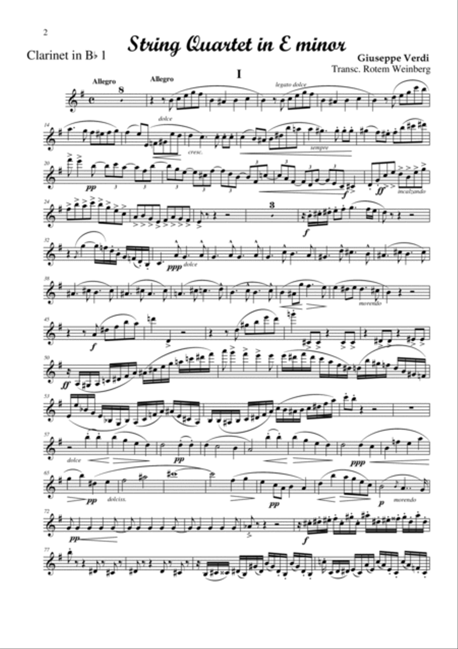 Quartet in E minor, mvmt.1 (Clarinet Quartet) Clarinet Quartet scores gallery preview page 2