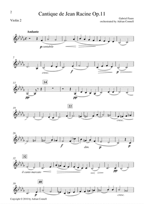 Faure - Cantique de Jean Racine orchestrated Adrian Connell - Violin 2