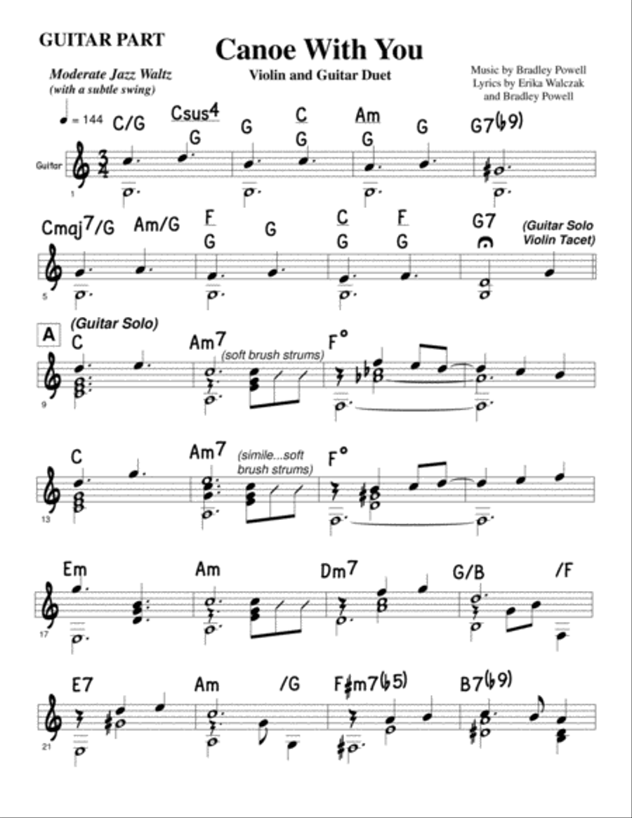 Canoe With You - Guitar part (for violin and guitar duet) String Duet scores gallery preview page 2