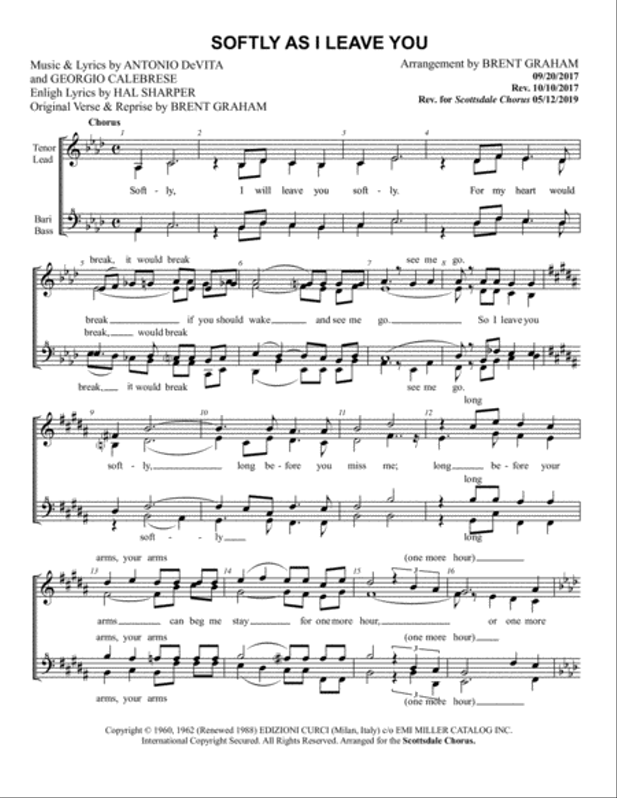 Softly As I Leave You SSAA scores gallery preview page 1
