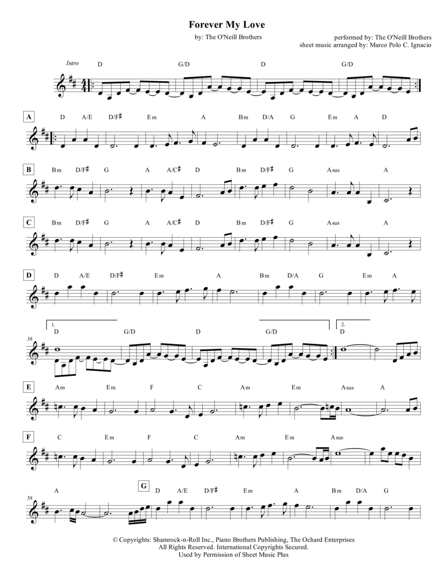Forever My Love Piano scores gallery preview page 1