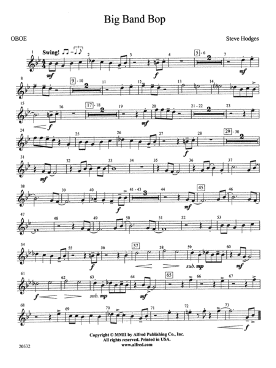 Big Band Bop: Oboe Concert Band scores gallery preview page 1
