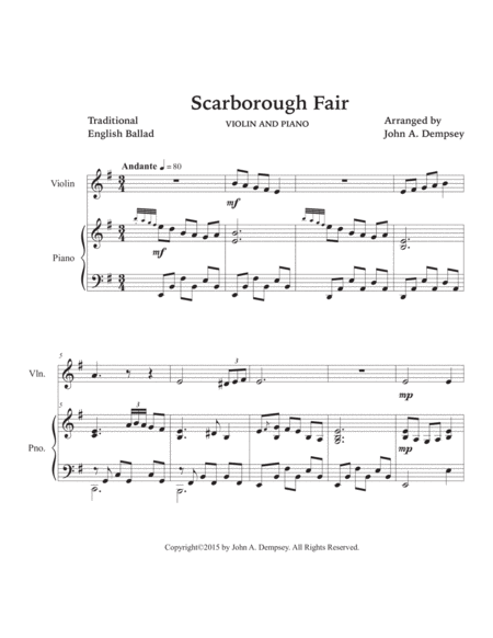 Scarborough Fair (Violin and Piano) image number null
